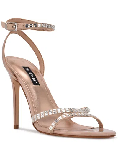 Nine West Mona Womens Rhinestone Dressy Heels In Brown
