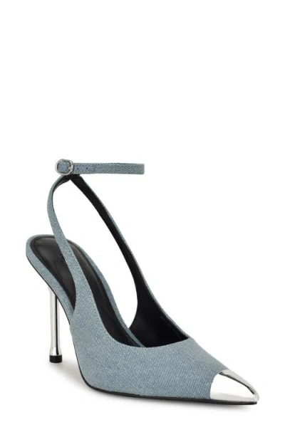 Nine West Monroh Pointed Cap Toe Pump In Light Blue