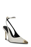 Nine West Monroh Pointed Cap Toe Pump In White