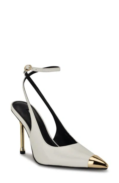 Nine West Monroh Pointed Cap Toe Pump In White