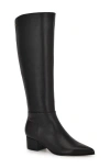 Nine West Morgin Womens Pull On Pointed Toe Knee-high Boots In Black