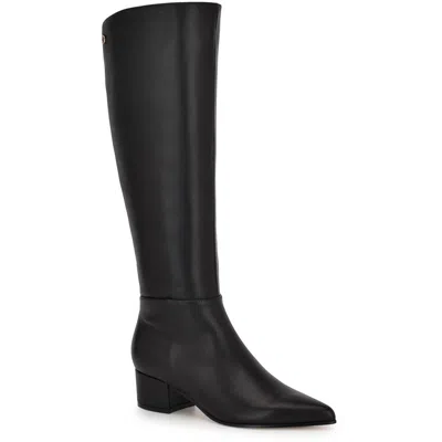 Nine West Morgin Womens Pull On Pointed Toe Knee-high Boots In Black