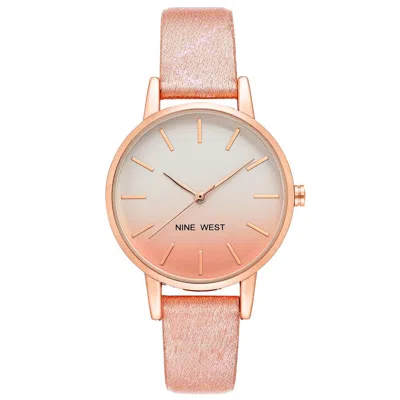 Nine West Multicolor Leather Dress Watch In Gold