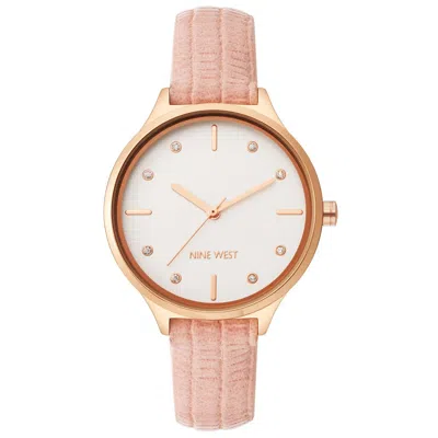 Nine West Multicolor Leather Dress Watch In Gold