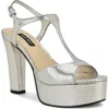 Nine West Naini Ankle Strap Platform Sandal In Silver