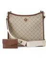 Nine West Nalini Large Swing Crossbody Bag In Beige Logo Mahogany