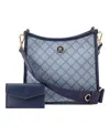 Nine West Nalini Medium Swing Crossbody Bag In Chambray Logo Navy
