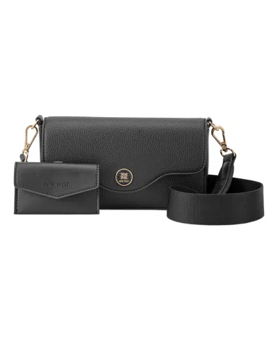 Nine West Nalini Small Flap Crossbody Bag In Black