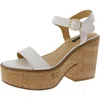 Nine West Namye Womens Adjustable Faux Leather Block Heel In White
