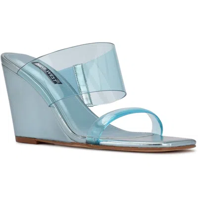 Nine West Nats Womens Strappy Wedge Heels In Blue