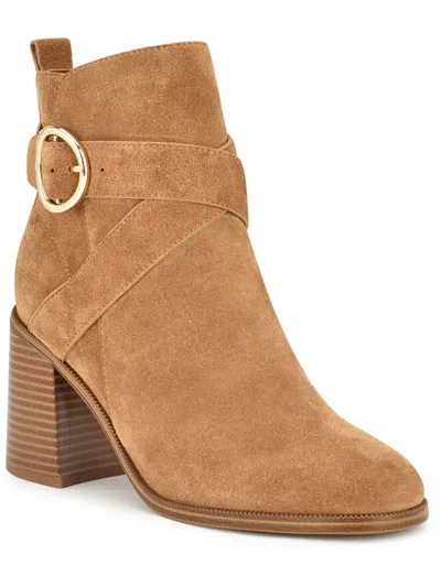 Nine West Needyou Womens Suede Block Heel Booties In Multi