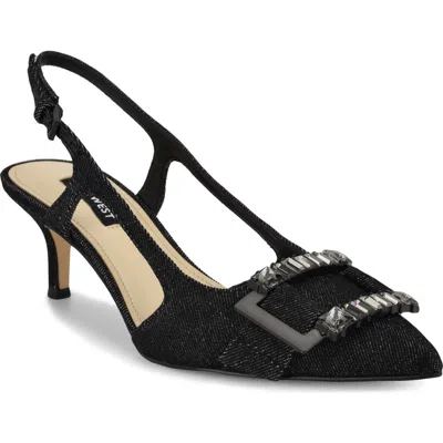Nine West Neeri Pointed Toe Slingback Pump In Black Denim