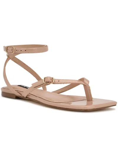 Nine West Nelson3 Womens Square Toe Ankle Strap Gladiator Sandals In Brown