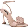 Nine West Neve Ankle Strap Sandal In Light Pink Satin