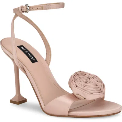 Nine West Neve Ankle Strap Sandal In Light Pink Satin