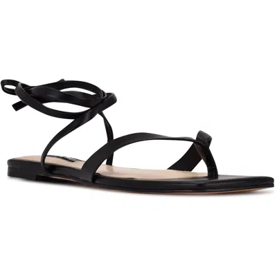 Nine West News Womens Faux Leather Strappy Ankle Strap In Black