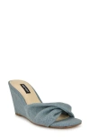 Nine West Nikhil Wedge Sandal In Light Blue Denim