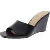 Nine West Niya3 Womens Laceless Man Made Wedge Sandals In Black