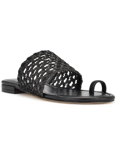 Nine West Nolah2 Womens Toe Ring Slide On Flatform Sandals In Black