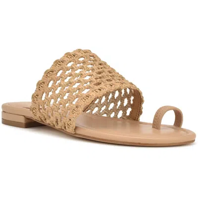 Nine West Nolah2 Womens Toe Ring Slide On Flatform Sandals In Brown
