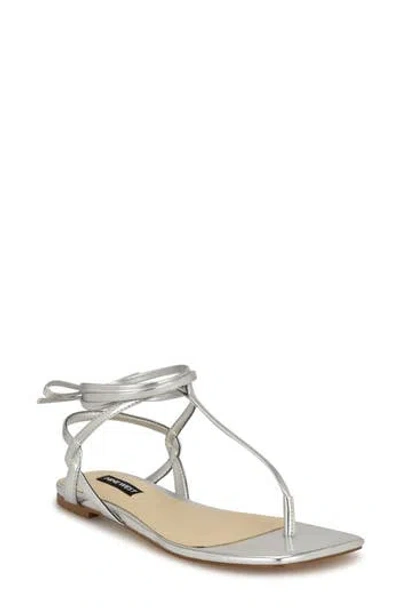 Nine West Norta Ankle Wrap Sandal In Silver