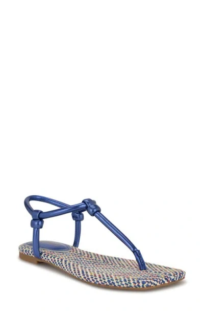 Nine West Nortny Ankle Strap Sandal In Blue Metallic