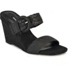 Nine West Novalie 3 Womens Buckle Straw Wedge Sandals In Black
