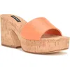 Nine West Oklee Womens Faux Leather Slip On Block Heels In Orange