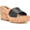 Nine West Oklee8 Womens Cushioned Footbed Faux Leather Platform Sandals In Black