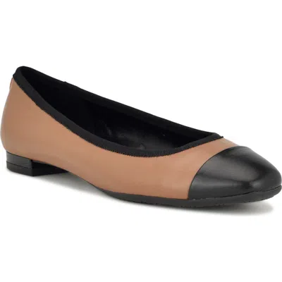 Nine West Women's Ollin 9x9 Slip-on Square Toe Dress Flats In Light Brown Leather Multi
