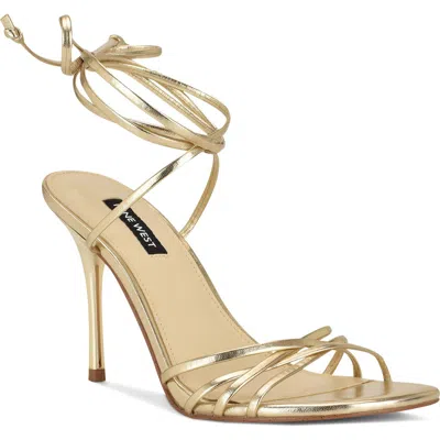 Nine West Opela Ankle Wrap Sandal In Gold