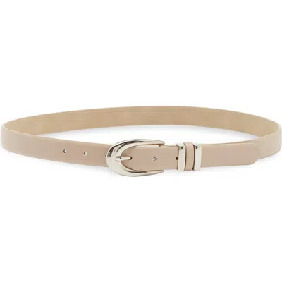 Nine West Oval Buckle & Double Keeper Belt In Neutral