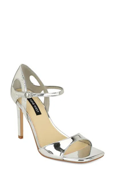 Nine West Paddie Faux Leather Sandal In Silver