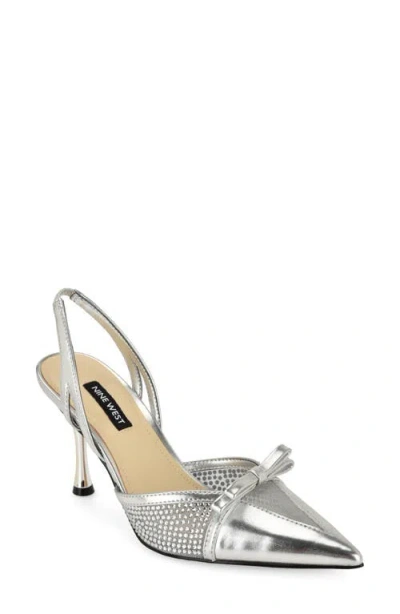 Nine West Padell Pointed Toe Slingback Pump In Silver