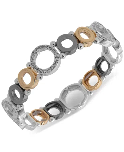 Nine West Pave Circle Stretch Bracelet In Metallic