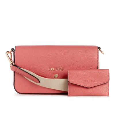 Nine West Peaches Crossbody Flap With Card Case In Coral