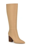 Nine West Peachey Pointed Toe Knee High Boot In Light Natural Leather