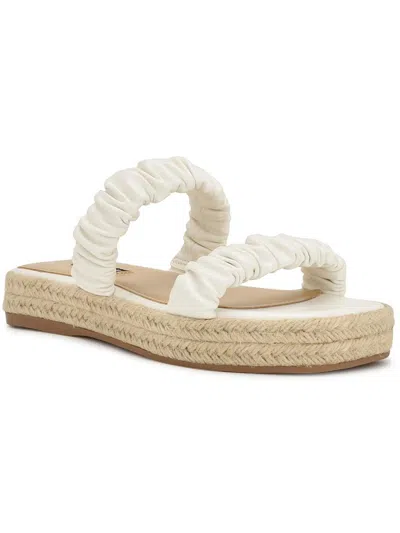 Nine West Peacock 3 Womens Faux Leather Espadrille Slide Sandals In White
