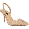 Nine West Pemma Slingback Pointed Cap Toe Pump In Brown