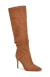 Nine West Buyah Womens Suede Pull On Mid-calf Boots In Tan