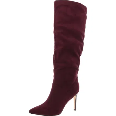 Nine West Perino Womens Zipper Faux Suede Knee-high Boots In Burgundy