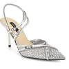 Nine West Pertee Crystal Embellished Ankle Strap Pump In Silver