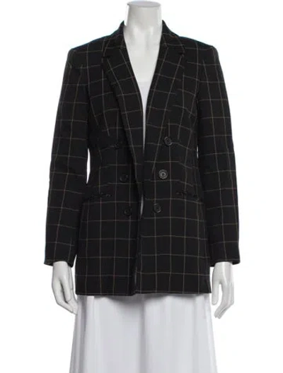 Pre-owned Nine West Plaid Print Blazer In Black