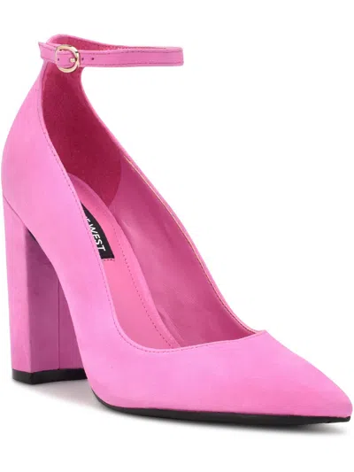 Nine West Plana Womens Suede Ankle Strap Pumps In Pink