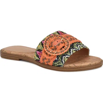 Nine West Poland Slide Sandal In Orange Multi