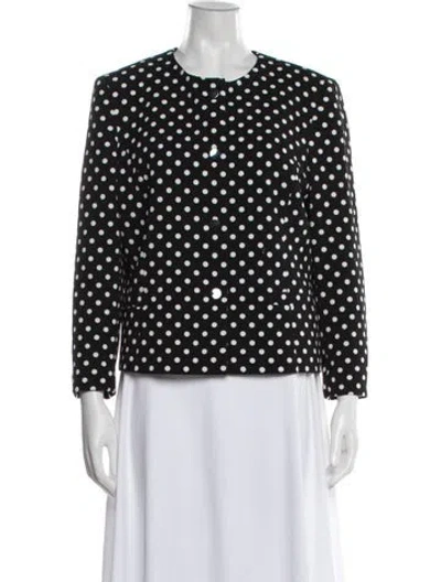 Pre-owned Nine West Polka Dot Print Blazer In Black