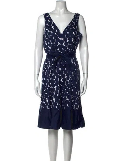 Pre-owned Nine West Polka Dot Print Knee-length Dress In Blue