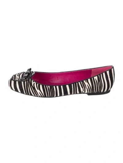 Pre-owned Nine West Ponyhair Animal Print Ballet Flats In Pink