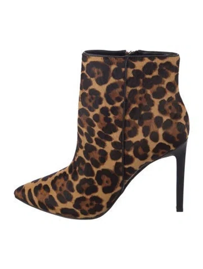 Pre-owned Nine West Ponyhair Animal Print Boots In Brown