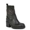 Nine West Popit Boots Women's Black Leather Block Heel Casual Bootie Jobb226 In Black
